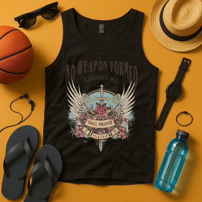 Boho No Weapon Formed Against Me Shall Prosper Christian Tank Top