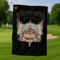 Boho No Weapon Formed Against Me Shall Prosper Christian Golf Towel