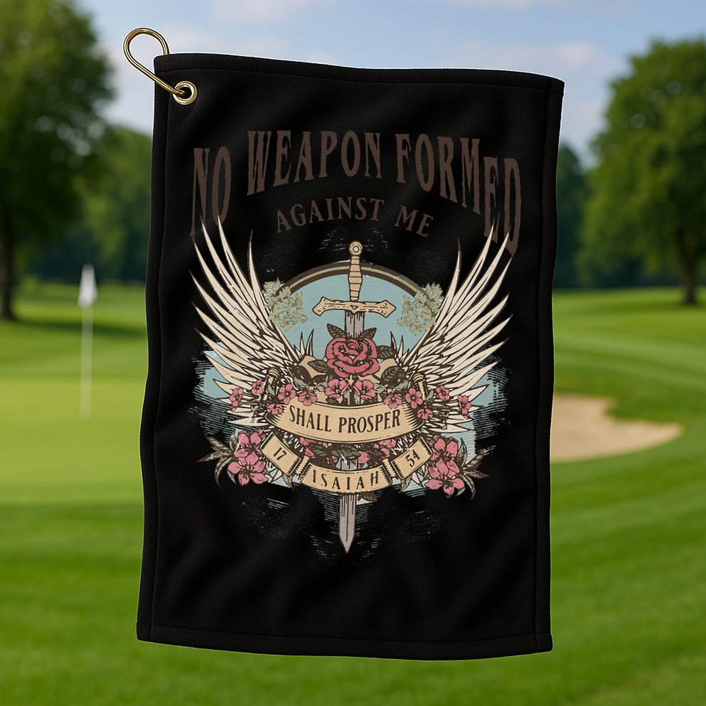 Boho No Weapon Formed Against Me Shall Prosper Christian Golf Towel