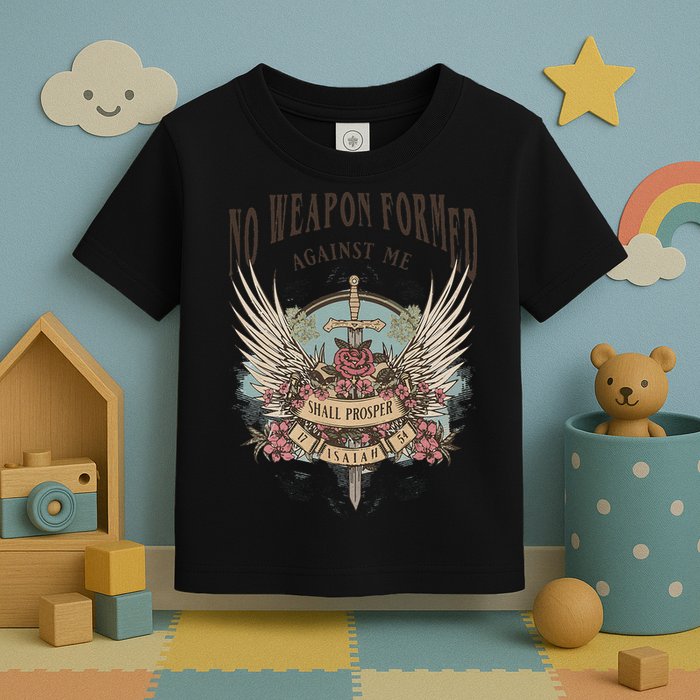 Boho No Weapon Formed Against Me Shall Prosper Christian Toddler T-Shirt