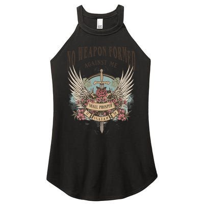 Boho No Weapon Formed Against Me Shall Prosper Christian Women's Perfect Tri Rocker Tank