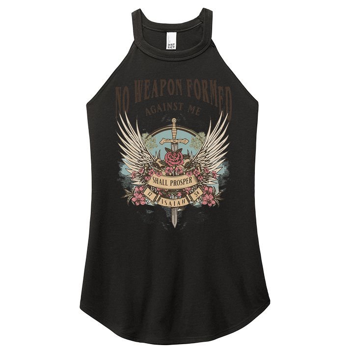 Boho No Weapon Formed Against Me Shall Prosper Christian Women's Perfect Tri Rocker Tank