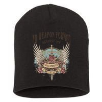 Boho No Weapon Formed Against Me Shall Prosper Christian Short Acrylic Beanie