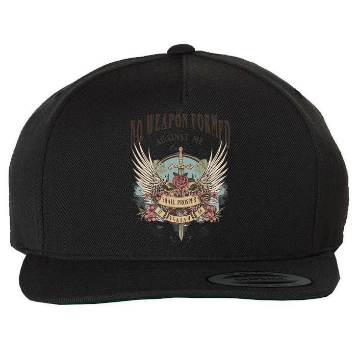 Boho No Weapon Formed Against Me Shall Prosper Christian Wool Snapback Cap