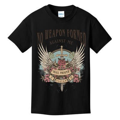 Boho No Weapon Formed Against Me Shall Prosper Christian Kids T-Shirt