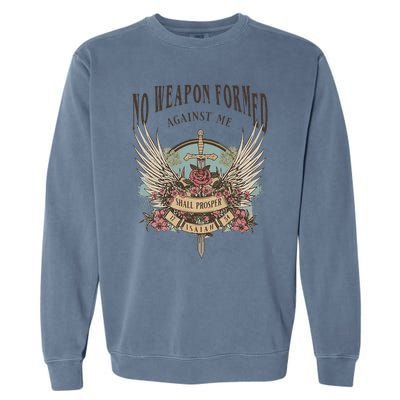 Boho No Weapon Formed Against Me Shall Prosper Christian Garment-Dyed Sweatshirt