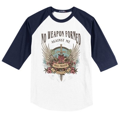 Boho No Weapon Formed Against Me Shall Prosper Christian Baseball Sleeve Shirt