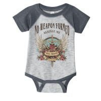 Boho No Weapon Formed Against Me Shall Prosper Christian Infant Baby Jersey Bodysuit