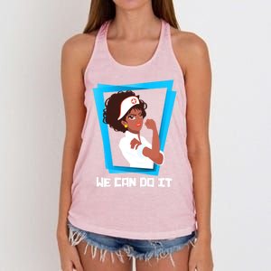 Black Nurse We Can Do It Nursing School Nurses Day Gift Women's Knotted Racerback Tank