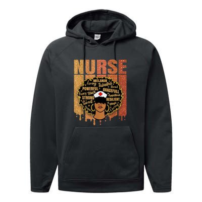 Black Nurse Woman Girl African Melanin Cute Nurse Juneteenth Gift African Pride Performance Fleece Hoodie