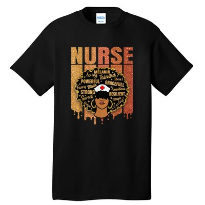 Black Nurse Woman Girl African Melanin Cute Nurse Juneteenth Gift African Pride Tall T-Shirt