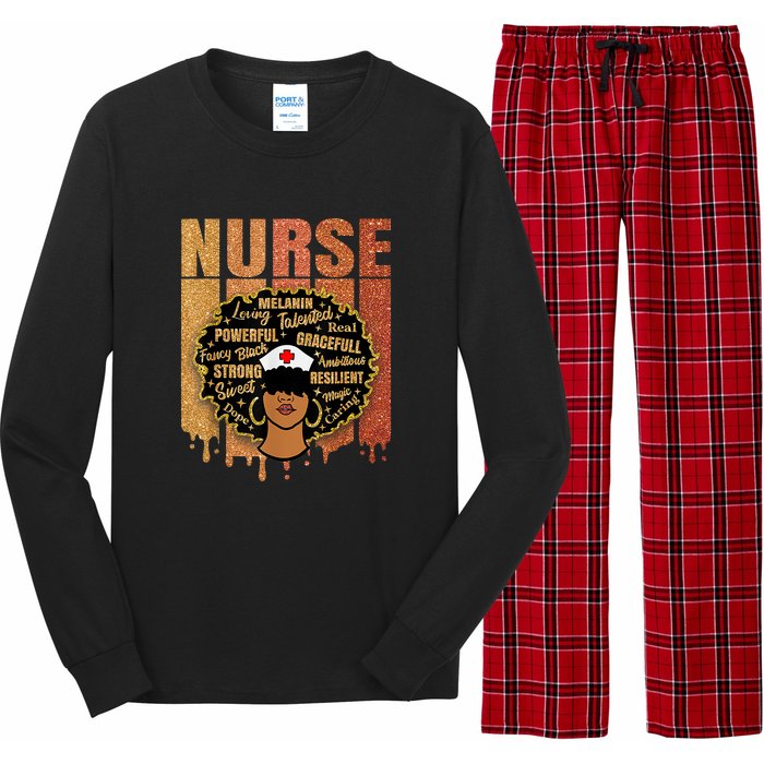 Black Nurse Woman Girl African Melanin Cute Nurse Juneteenth Gift African Pride Long Sleeve Pajama Set