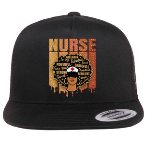 Black Nurse Woman Girl African Melanin Cute Nurse Juneteenth Gift African Pride Flat Bill Trucker Hat