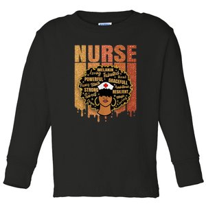 Black Nurse Woman Girl African Melanin Cute Nurse Juneteenth Gift African Pride Toddler Long Sleeve Shirt