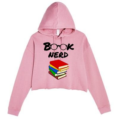 Book Nerd With Books Gift Crop Fleece Hoodie