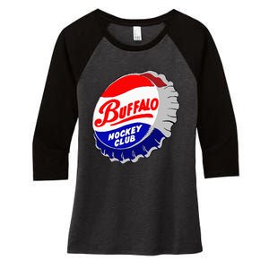 Buffalo New York Hockey Club Bottlecap Women's Tri-Blend 3/4-Sleeve Raglan Shirt