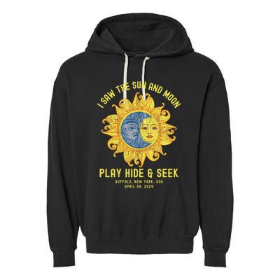 Buffalo New York Path Totality Solar Eclipse April 08 2024 Garment-Dyed Fleece Hoodie