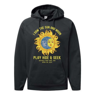 Buffalo New York Path Totality Solar Eclipse April 08 2024 Performance Fleece Hoodie