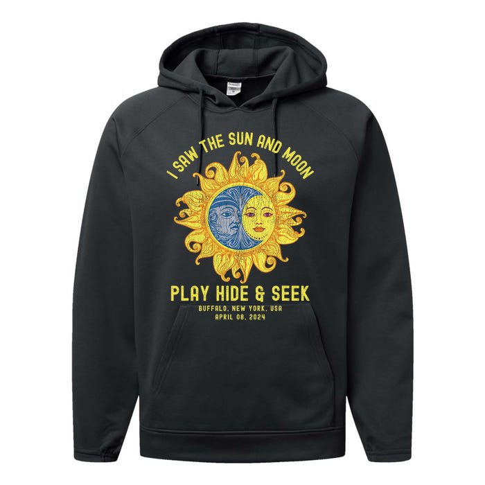 Buffalo New York Path Totality Solar Eclipse April 08 2024 Performance Fleece Hoodie