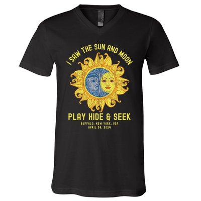 Buffalo New York Path Totality Solar Eclipse April 08 2024 V-Neck T-Shirt