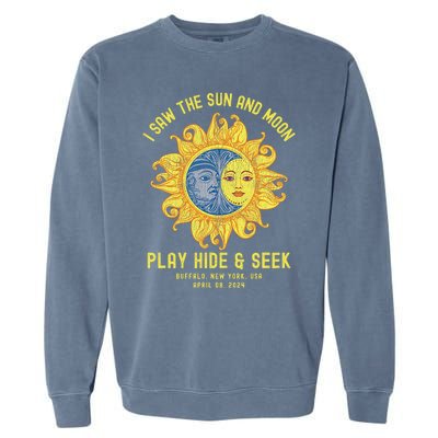 Buffalo New York Path Totality Solar Eclipse April 08 2024 Garment-Dyed Sweatshirt