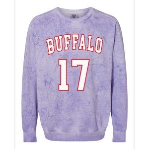 Buffalo New York Us American College Font Number 17 Colorblast Crewneck Sweatshirt