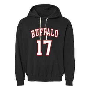 Buffalo New York Us American College Font Number 17 Garment-Dyed Fleece Hoodie