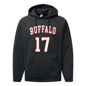 Buffalo New York Us American College Font Number 17 Performance Fleece Hoodie