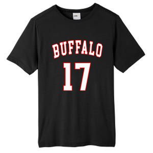 Buffalo New York Us American College Font Number 17 Tall Fusion ChromaSoft Performance T-Shirt