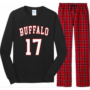 Buffalo New York Us American College Font Number 17 Long Sleeve Pajama Set