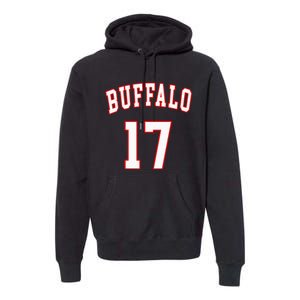 Buffalo New York Us American College Font Number 17 Premium Hoodie