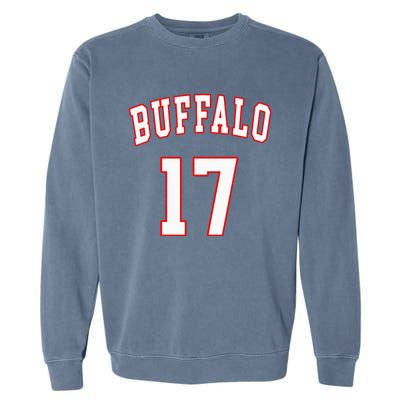 Buffalo New York Us American College Font Number 17 Garment-Dyed Sweatshirt