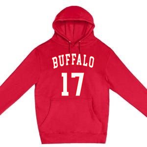 Buffalo New York Us American College Font Number 17 Premium Pullover Hoodie