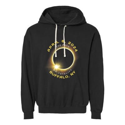 Buffalo New York Solar Eclipse Totality April 8 2024 Garment-Dyed Fleece Hoodie