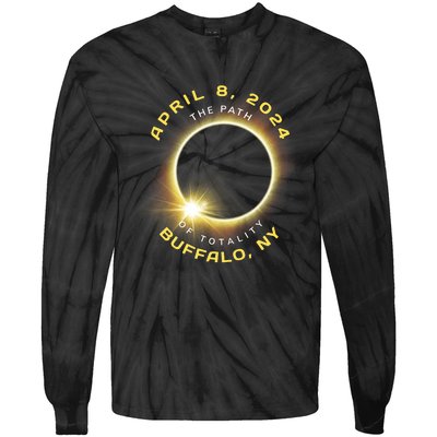 Buffalo New York Solar Eclipse Totality April 8 2024 Tie-Dye Long Sleeve Shirt