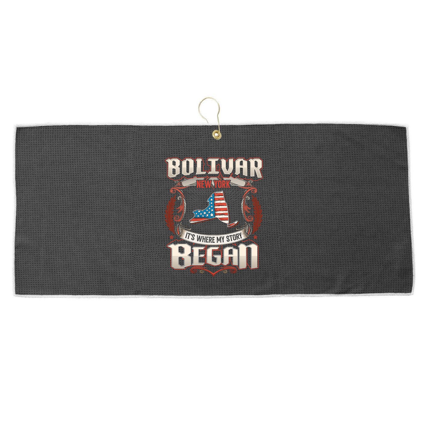 Bolivar New York Usa Flag 4th Of July Cute Gift Large Microfiber Waffle Golf Towel