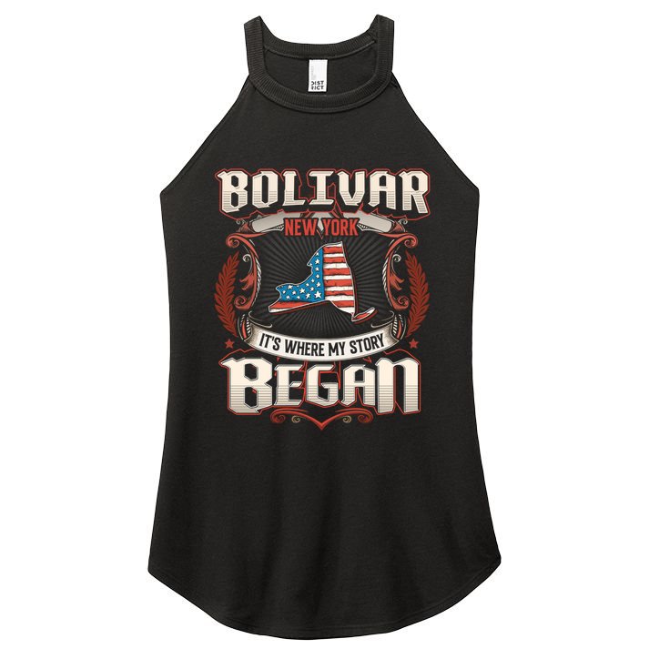 Bolivar New York Usa Flag 4th Of July Cute Gift Women's Perfect Tri Rocker Tank