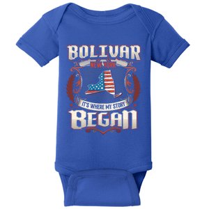 Bolivar New York Usa Flag 4th Of July Cute Gift Baby Bodysuit