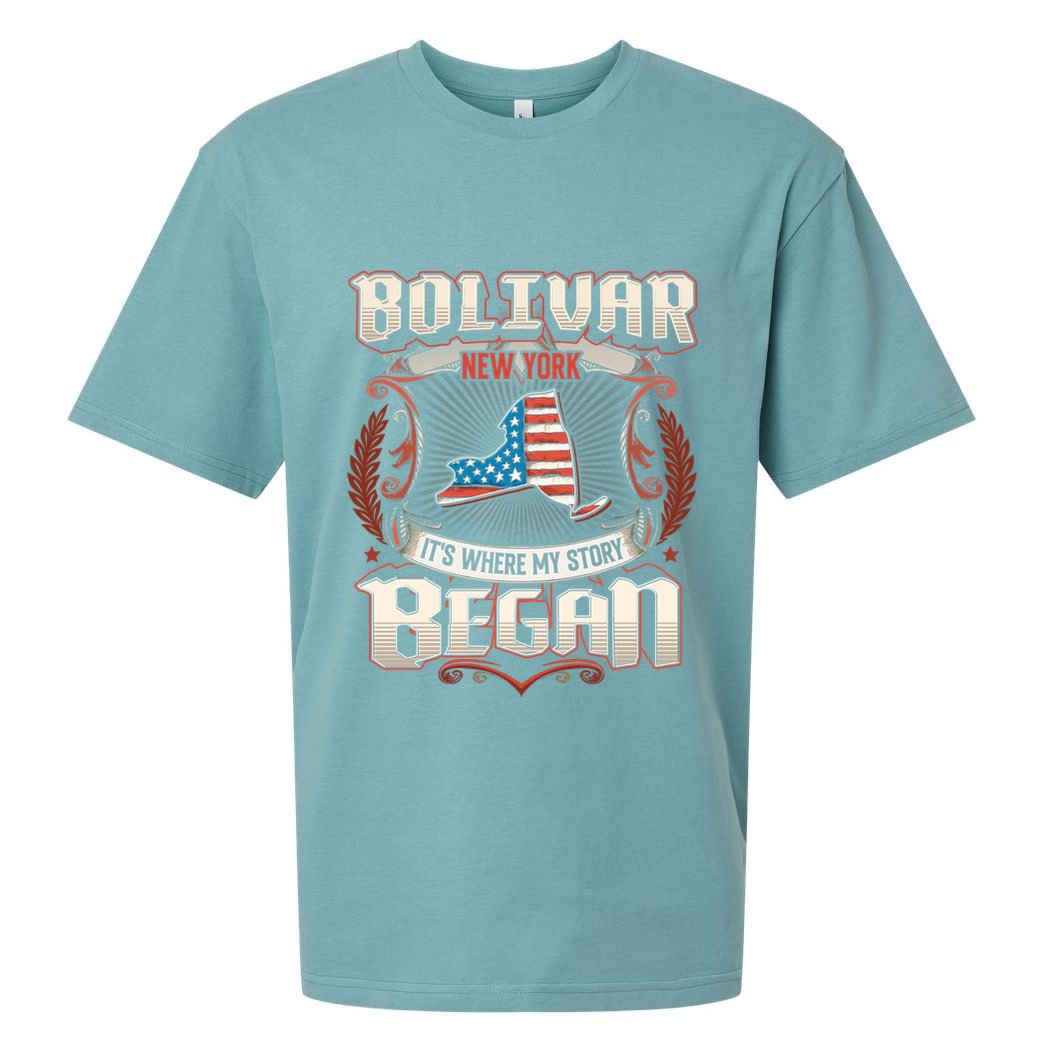 Bolivar New York Usa Flag 4th Of July Cute Gift Sueded Cloud Jersey T-Shirt