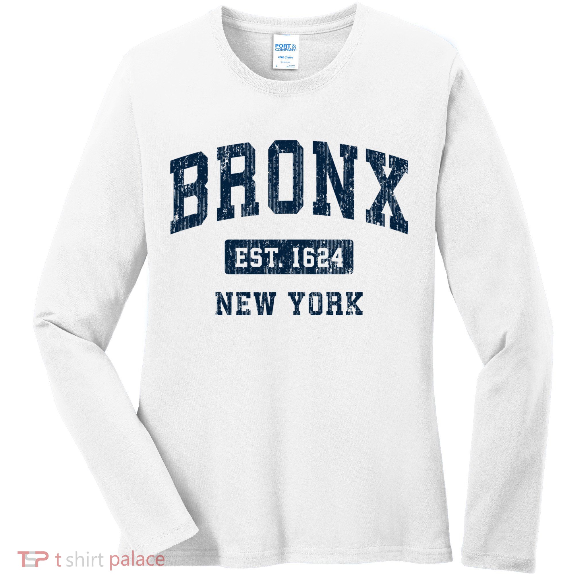 Bronx New York Ny Vintage Athletic Sports Ladies Long Sleeve Shirt