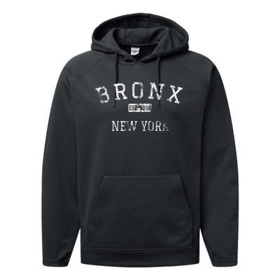 Bronx New York Ny Vintage Performance Fleece Hoodie