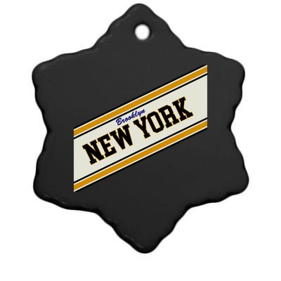 Brooklyn New York Varsity Logo Ceramic Star Ornament