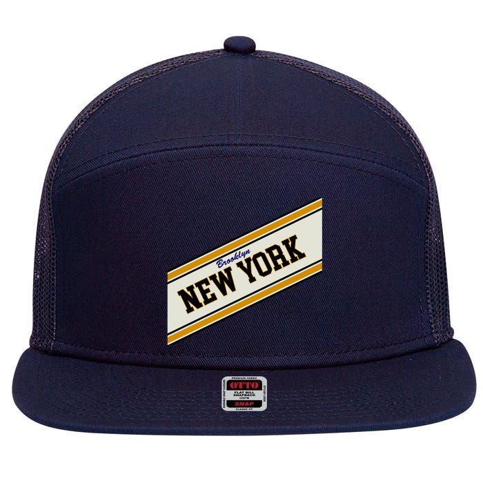 Brooklyn New York Varsity Logo 7 Panel Mesh Trucker Snapback Hat