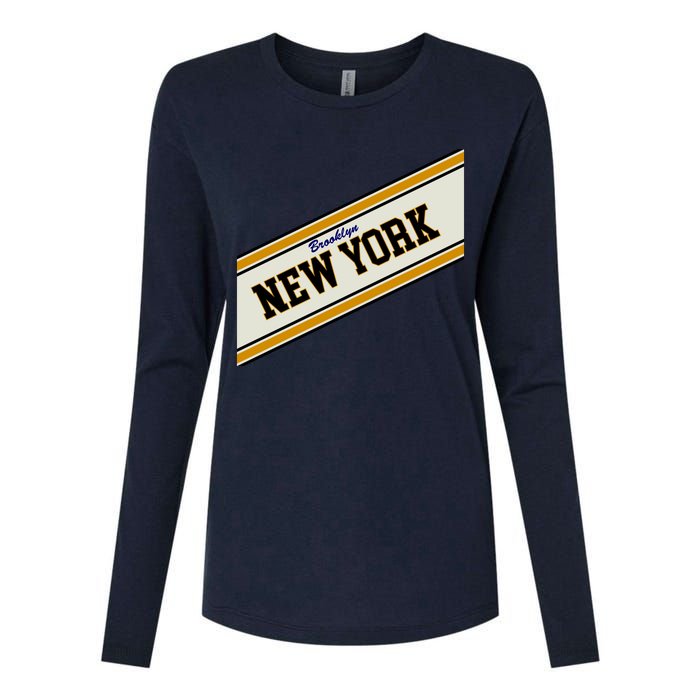 Brooklyn New York Varsity Logo Womens Cotton Relaxed Long Sleeve T-Shirt