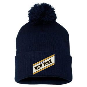 Brooklyn New York Varsity Logo Pom Pom 12in Knit Beanie