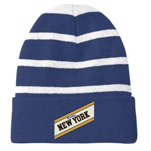 Brooklyn New York Varsity Logo Striped Beanie with Solid Band