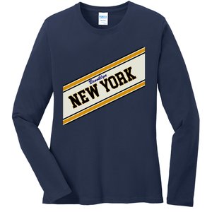 Brooklyn New York Varsity Logo Ladies Long Sleeve Shirt