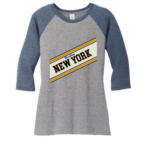 Brooklyn New York Varsity Logo Women's Tri-Blend 3/4-Sleeve Raglan Shirt