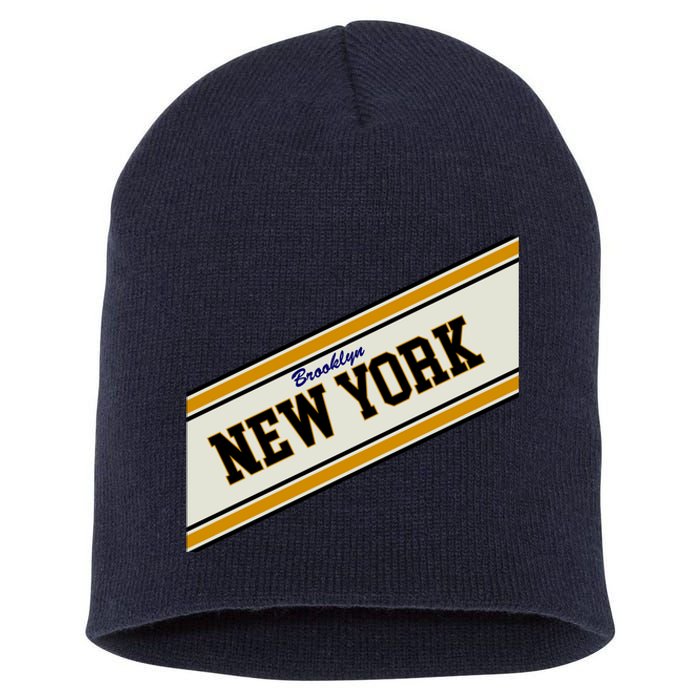 Brooklyn New York Varsity Logo Short Acrylic Beanie