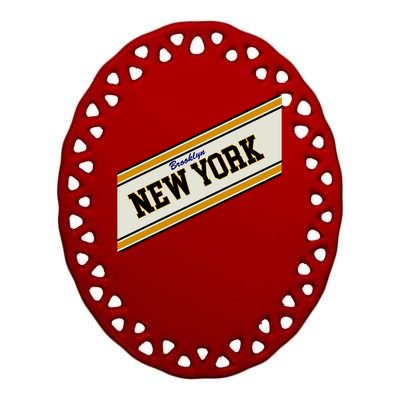 Brooklyn New York Varsity Logo Ceramic Oval Ornament